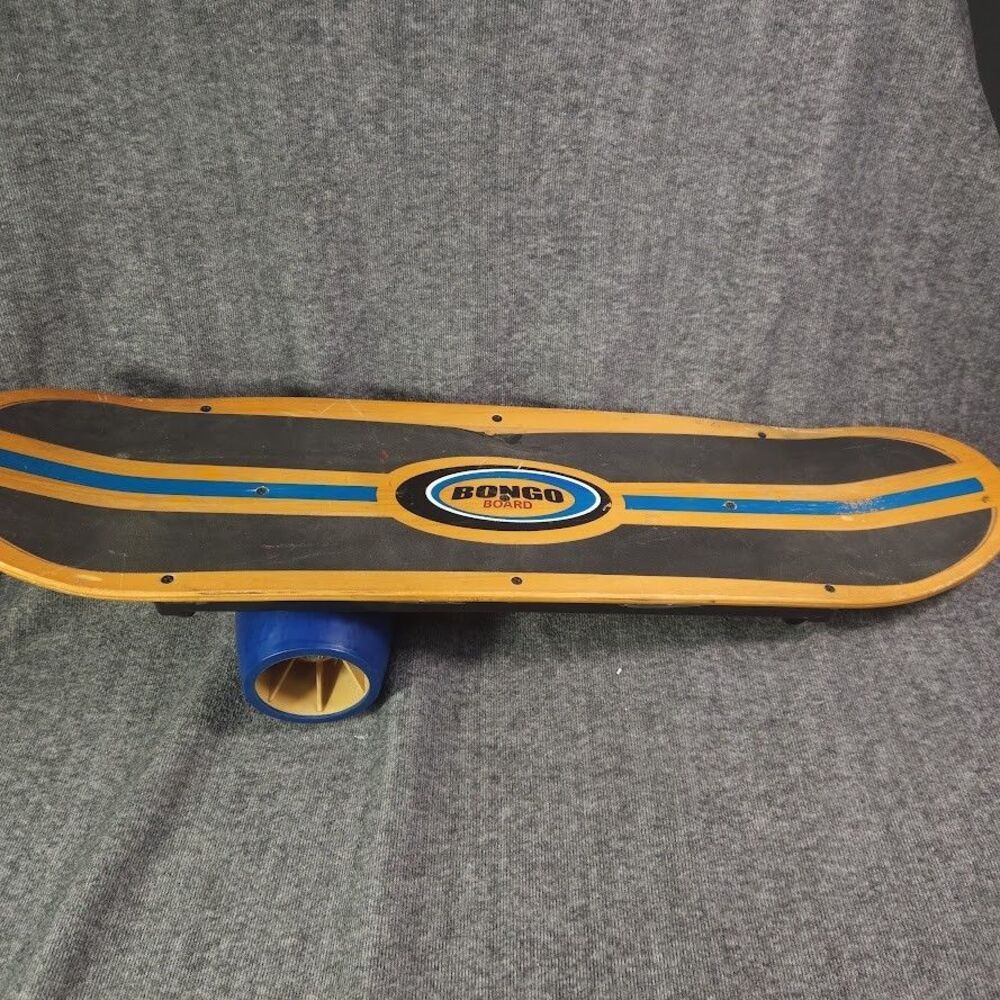 Vintage Bongo Board Wooden Balance Board with Roller Fitness Exercise Toy